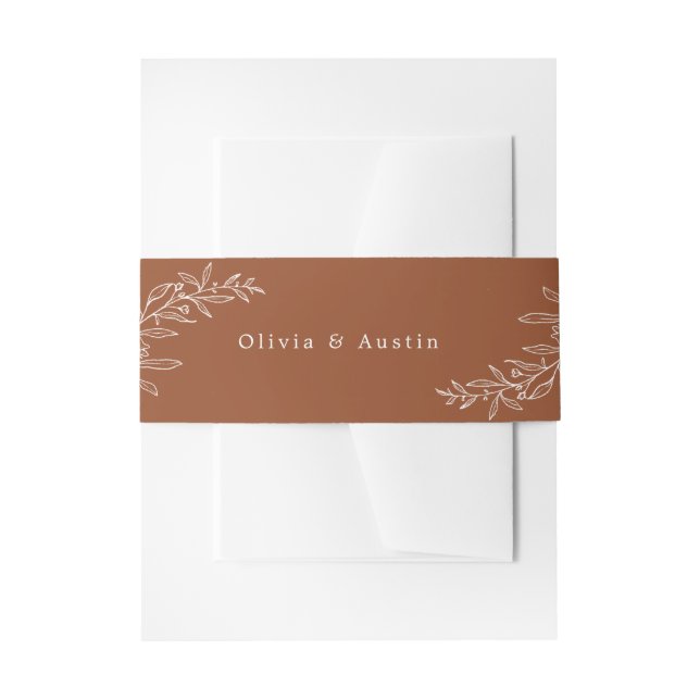 Modern Minimalist Boho Terracotta Invitation Belly Band (Front Example)
