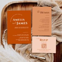 Modern Minimalist Boho Terracotta photo Wedding