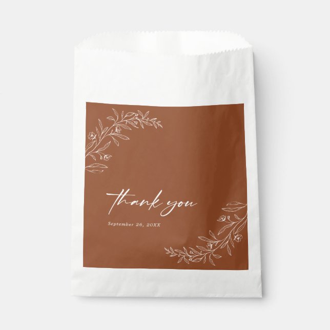 Modern Minimalist Boho Terracotta Wedding Favour Bag (Front)