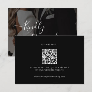 Modern Minimalist bold black Wedding RSVP Card