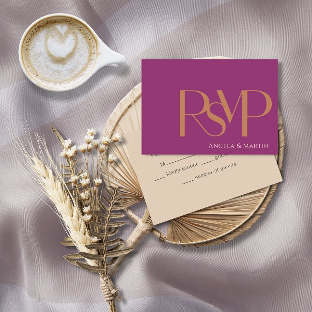 Modern Minimalist Bold Magenta Orange RSVP Card (Creator Uploaded)