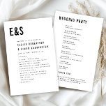 Modern Minimalist Bold Monogram Wedding Program<br><div class="desc">Guide your guests through your ceremony with this modern black-and-white wedding program. Featuring bold headings,  clean lines,  and a minimalist layout,  it’s perfect for stylish city or formal celebrations. Personalize with your ceremony details.</div>