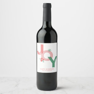 Modern Minimalist Bold Script JOY Holiday Wine Label