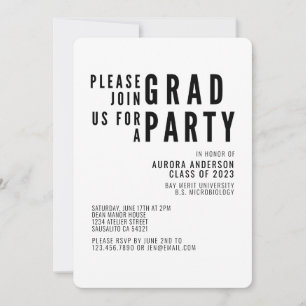 Modern Minimalist Bold Typography Graduation Party Invitation