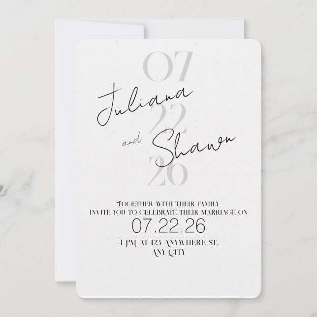 Modern Minimalist Bold Typography Wedding  Invitation (Front)