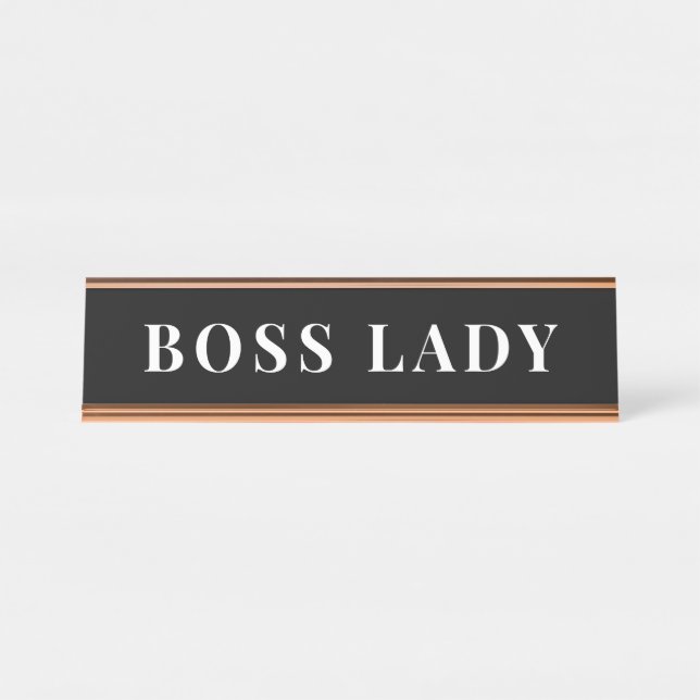Modern Minimalist Boss Lady Desk Custom Name Plate (Front)