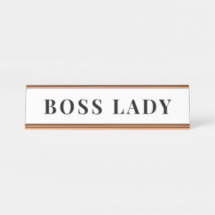 Modern Minimalist Boss Lady White & Black Desk Name Plate