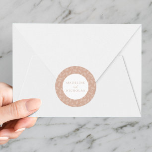 Modern Minimalist Botanical Blush Wedding Classic Round Sticker