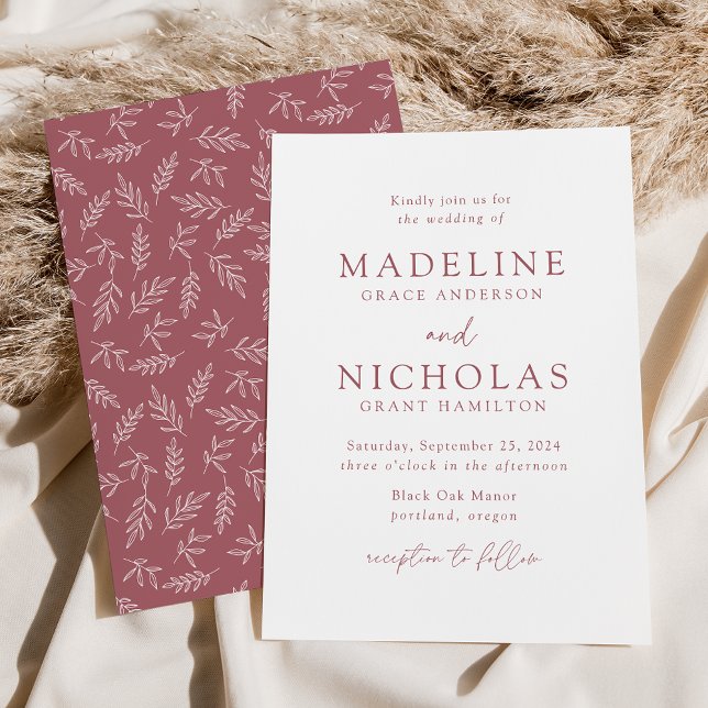 Modern Minimalist Botanical Desert Rose Wedding Invitation (Creator Uploaded)