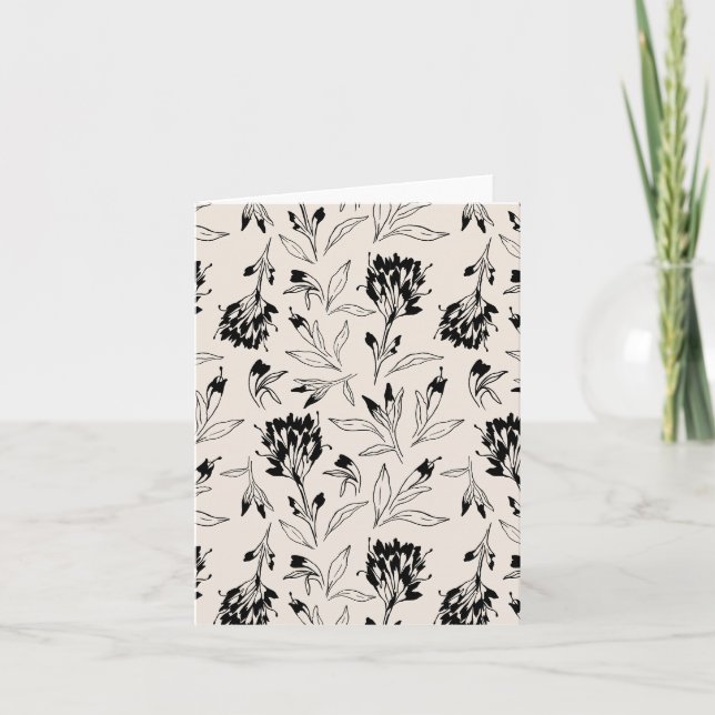 Modern Minimalist Botanical Floral Sketch Pattern Card (Front)