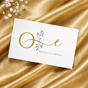 Modern Minimalist Botanical Gold Monogram Card