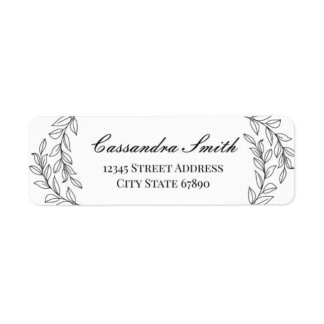 Modern Minimalist Botanical Leaves Address Labels (Front)