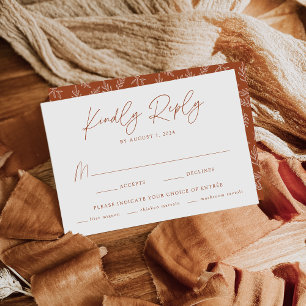 Modern Minimalist Botanical Terracotta Meal Choice RSVP Card