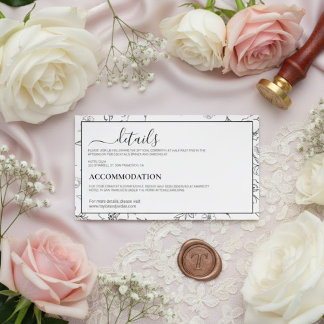 Modern Minimalist Botanical Wedding Details Card