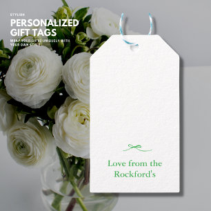 Modern Minimalist Bow Green Gift Tag