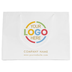 Modern Minimalist Branded White Gold Business Logo Large Gift Bag