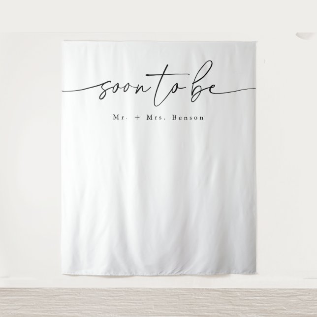 Modern Minimalist Bridal Shower Backdrop Tapestry (Front)