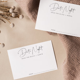 Modern Minimalist Bridal Shower Date Night Card