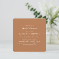Modern Minimalist Bridal Shower Square Terracotta