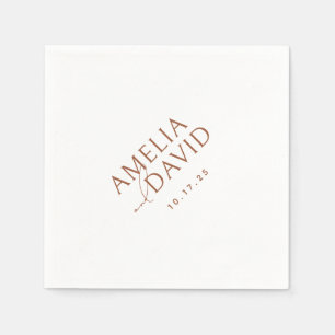 Modern Minimalist Bride and Groom Names Napkin
