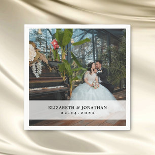 Modern Minimalist Bride and Groom Photo Wedding Napkin