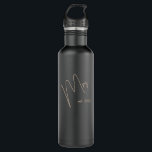 Modern Minimalist Bride | Black   Beige Script 710 Ml Water Bottle<br><div class="desc">Show your bride pride with personalized gear perfect for destination weddings or your honeymoon. Makes a thoughtful gift for the bride-to-be!</div>