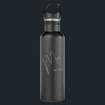 Modern Minimalist Bride | Black   Beige Script 710 Ml Water Bottle<br><div class="desc">Show your bride pride with personalized gear perfect for destination weddings or your honeymoon. Makes a thoughtful gift for the bride-to-be!</div>