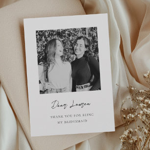 Modern Minimalist Bridesmaid Photo Thank You Card
