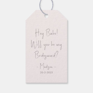 Modern Minimalist Bridesmaid Proposal Script Blush Gift Tags