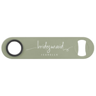 Modern Minimalist Bridesmaid Script Sage Green Bar Key