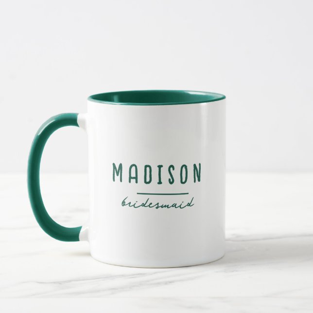 Modern Minimalist | Bridesmaid Wedding Green Mug (Left)