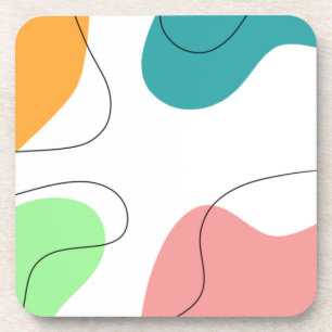 Modern Minimalist Bright Colour Blobs Abstract Art Coaster