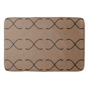 Modern Minimalist Brown and Black Pattern Bath Mat