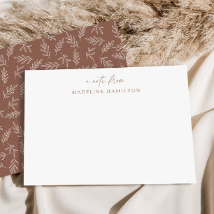 Modern Minimalist Brown Botanical Personalized Card