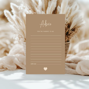 Modern Minimalist Brown Gender Reveal Advice Card