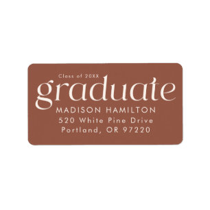 Modern Minimalist Brown Graduation Return Address Label