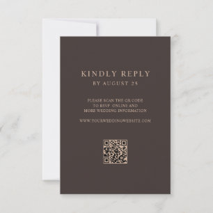 Modern Minimalist Brown QR Code Wedding  RSVP Card