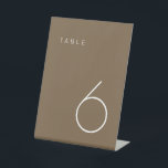 Modern Minimalist Brown Table Number Table Tent Si Pedestal Sign<br><div class="desc">This Modern Minimalist Table Number is perfect for wedding table numbers or any table number party needs! Fully customizable!</div>