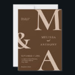 Modern Minimalist Brown Wedding Invitation<br><div class="desc">Modern Minimalist Brown Wedding Invitation. Features bold monogram typography and minimal graphic design. Personalize text with all the details of your special day.</div>