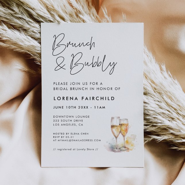 Modern Minimalist Brunch and Bubbly Invitation (Creator Uploaded)