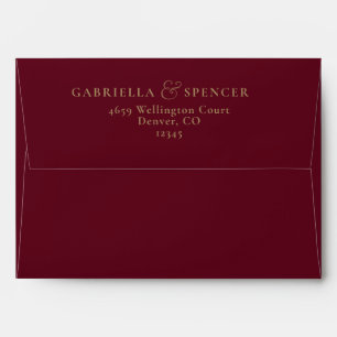 Modern Minimalist Burgundy Gold Wedding Invitation Envelope