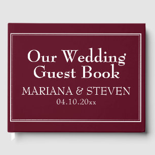 Modern Minimalist Burgundy Guest Book