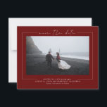 Modern Minimalist Burgundy Red Save the Date Photo<br><div class="desc">Elegant minimalist burgundy red save the date photo cards</div>