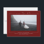 Modern Minimalist Burgundy Red Save the Date Photo<br><div class="desc">Elegant minimalist burgundy red save the date photo cards</div>