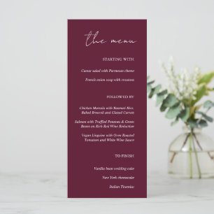 Modern Minimalist Burgundy Wedding Dinner Menu