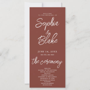 Modern Minimalist Burnt Henna Wedding Program