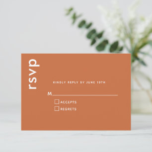 Modern Minimalist Burnt Orange Terracotta Wedding  RSVP Card