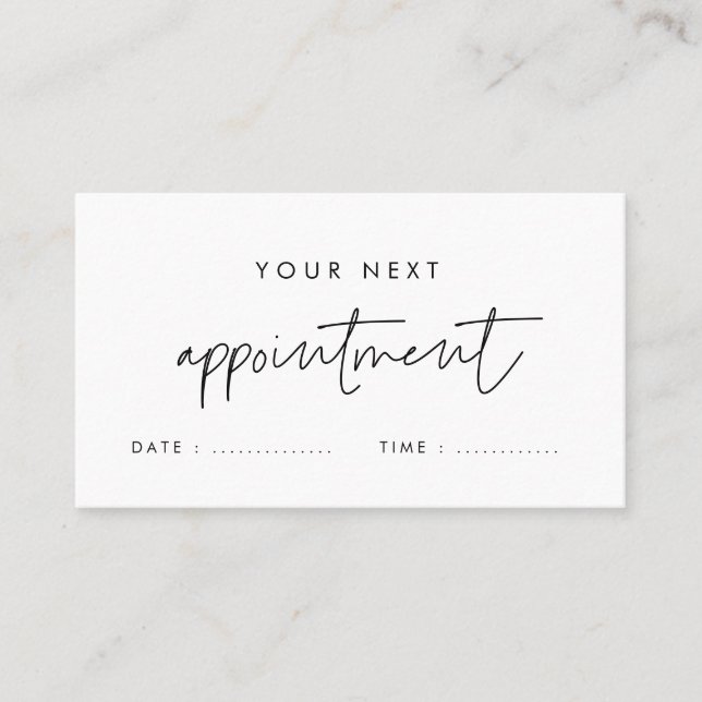 Modern minimalist business appointment card (Front)