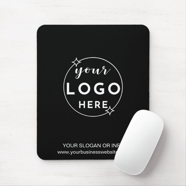 Modern Minimalist Business Custom Logo Black Mouse Pad (With Mouse)