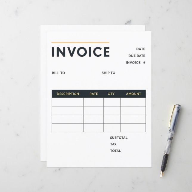Modern Minimalist Business Invoice (Front/Back In Situ)
